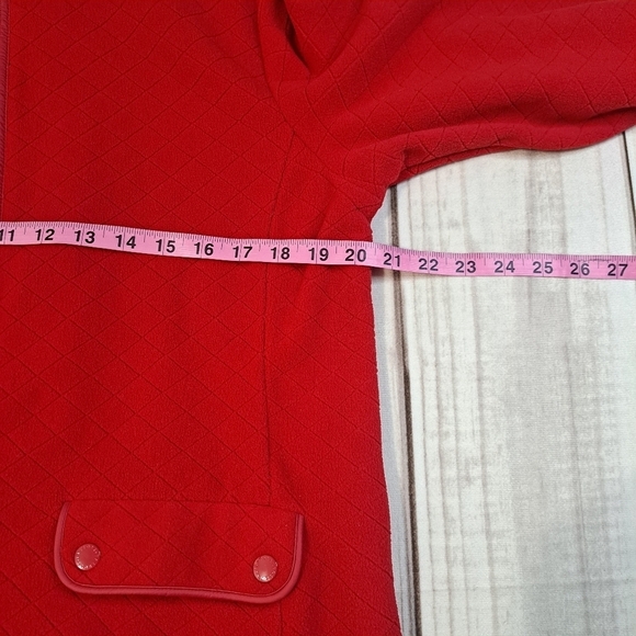 Talbots Red Quilt Detail Fleece Zip-Up Jacket Sz Large Fall Winter Outdoor Wear - Picture 6 of 11